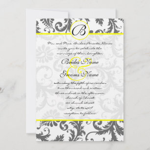 Charcoal Gray and Yellow Wedding Invitations