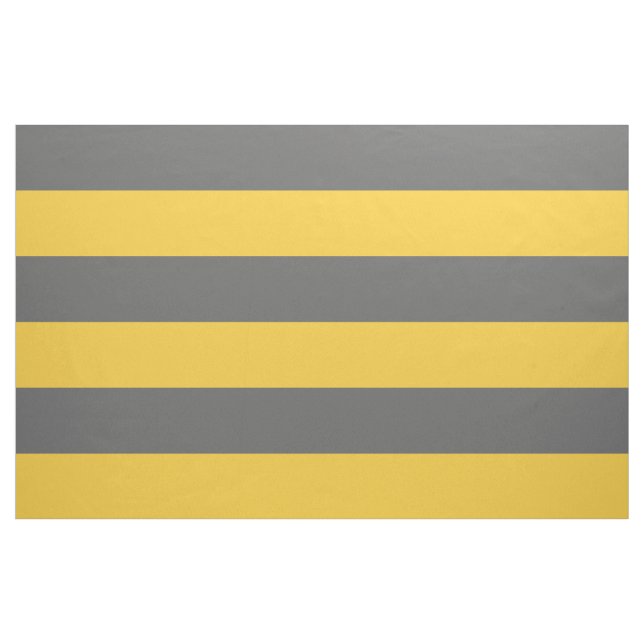 Charcoal Gray and Yellow Wide Stripes Large Scale Fabric (Yard)