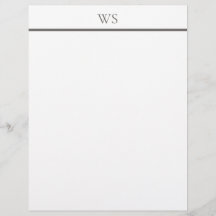 Charcoal Gray Bar Monogram Letterhead Stationery