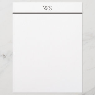 Charcoal Gray Bar Monogram Letterhead Stationery
