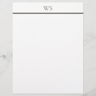 Charcoal Gray Bar Monogram Letterhead Stationery