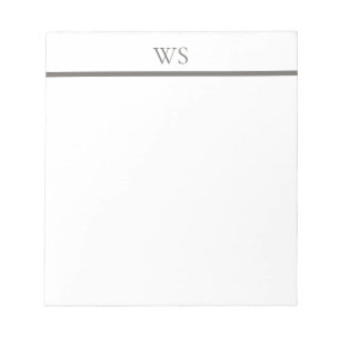 Charcoal Gray Bar Monogram Personalized Notepad