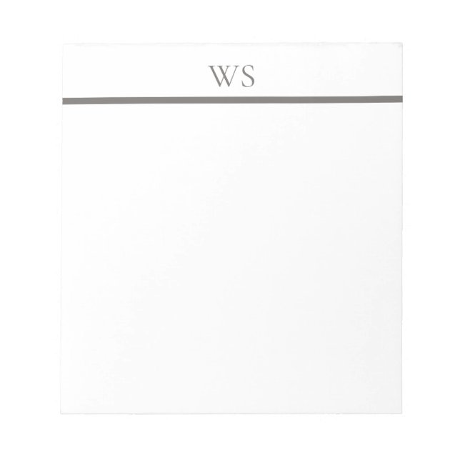 Charcoal Gray Bar Monogram Personalized Notepad (Front)