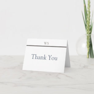 Charcoal Gray Bar Monogram Thank You Card