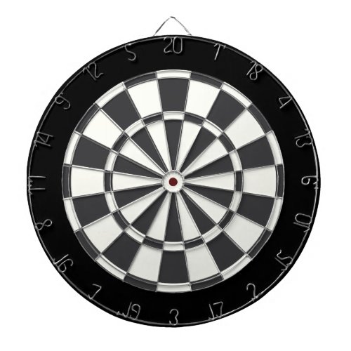 Charcoal Gray Black And White Dartboard With Darts