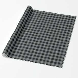 Charcoal Gray Black Buffalo Plaid Tartan Wrapping Paper