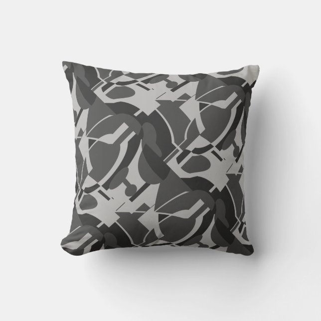 Charcoal Gray Black Diagonal Abstract Art Print  Throw Pillow (Front)