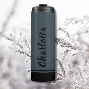 Charcoal Gray Black Elegant Minimal Customized Thermal Tumbler