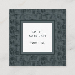 Charcoal Gray Black Lines Square Business Card