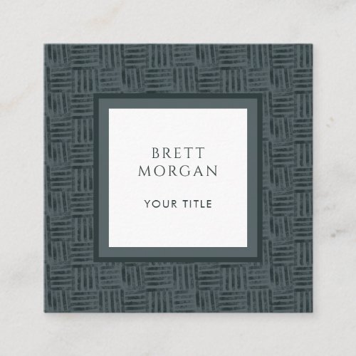 Charcoal Gray Black Lines Square Business Card