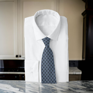 Charcoal Gray Black Stars Blue Dots Minimal Classy Neck Tie