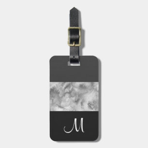 Charcoal Gray Block Stripes Luggage Tag