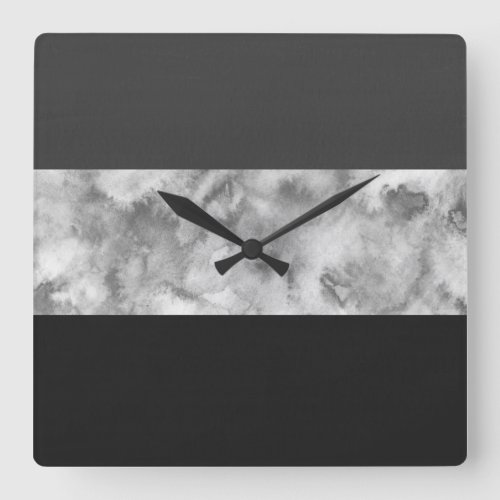 Charcoal Gray Block Stripes Square Wall Clock