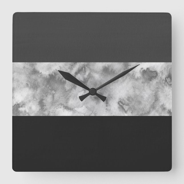 Charcoal Gray Block Stripes Square Wall Clock (Front)