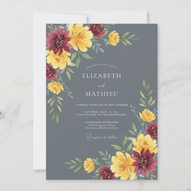 Charcoal Gray Bold Fall Wedding Invitation (Front)