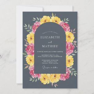 Charcoal Gray Bold Summer Wedding Invitation