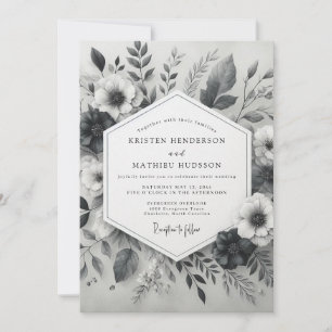 Charcoal Gray Breathtaking Winter Wedding Invitation