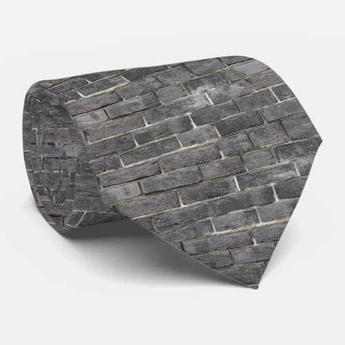 Charcoal Gray Brick Wall Pattern Neck Tie