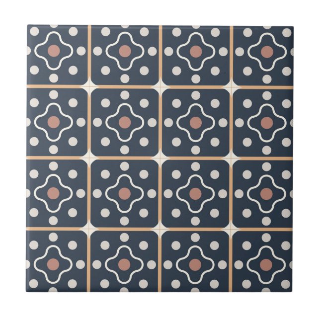Charcoal Gray Brown Circle Geometric Accent Ceramic Tile (Front)