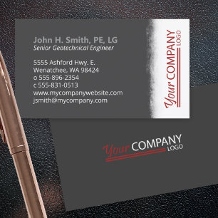 Charcoal Gray, Brushed White with Vertical Logo Business Card