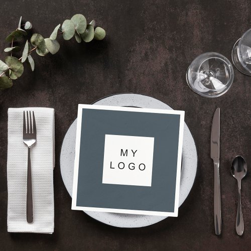 Charcoal gray business logo napkins