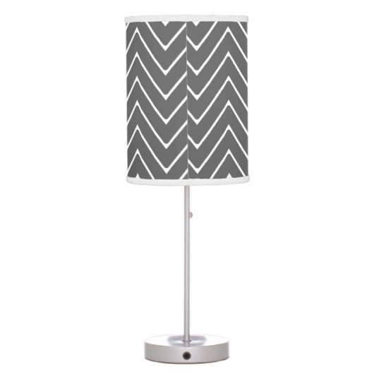 Charcoal Gray Chevron Pattern | Black Monogram Table Lamp (Back)