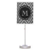 Charcoal Gray Chevron Pattern | Black Monogram Table Lamp (Front)