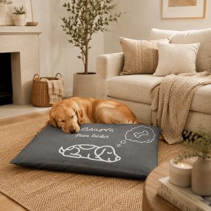 Charcoal Gray Custom Dreaming of Treats Dog Bed