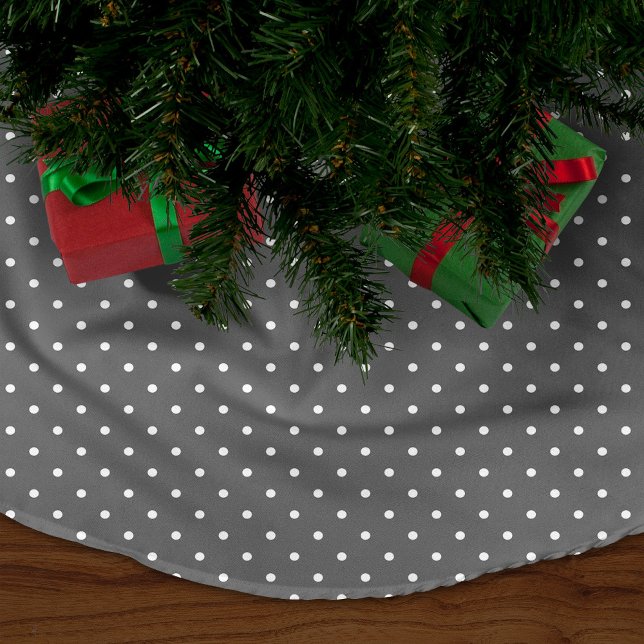 Charcoal Gray Cute Polka Dots Fleece Tree Skirt (Creator Uploaded)