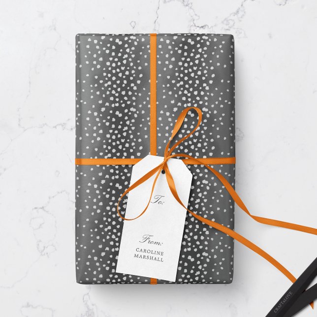 Charcoal Gray Deer Fawn Spots Wrapping Paper (animal print baby deer fawn spot patterned gift wrapping paper in dark charcoal gray)