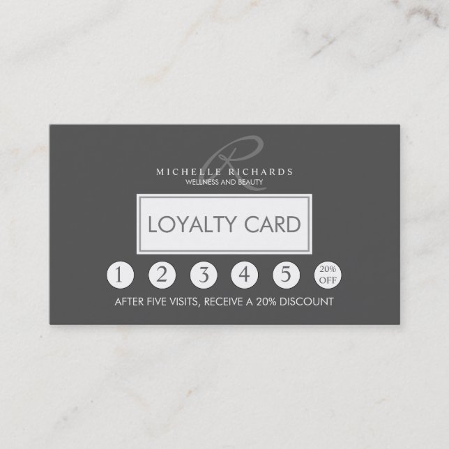 Charcoal Gray Elegant Minimalist Loyalty Card (Front)