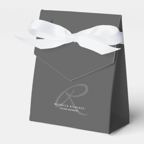 Charcoal Gray Elegant Minimalist Monogram Favor Boxes