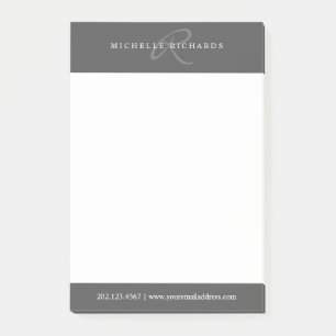 Charcoal Gray Elegant Minimalist Monogram Logo Post-it Notes