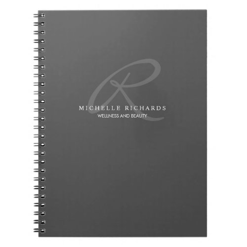 Charcoal Gray Elegant Minimalist Monogram Notebook