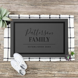 Charcoal Gray Family Monogram Doormat