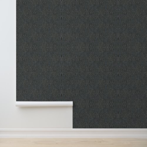 Charcoal Gray Faux Leather Textured  Wallpaper