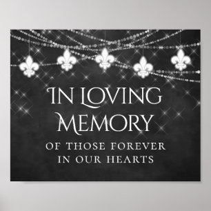 Charcoal Gray Fleur de Lis Light Loving Memorial Poster