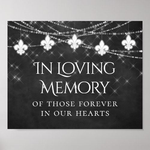 Charcoal Gray Fleur de Lis Light  Loving Memorial Poster