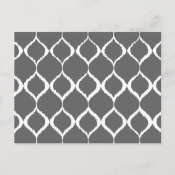 Charcoal Gray Geometric Ikat Tribal Print Pattern Postcard by SharonaCreations at Zazzle