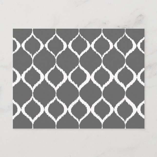 Charcoal Gray Geometric Ikat Tribal Print Pattern Postcard (Front)
