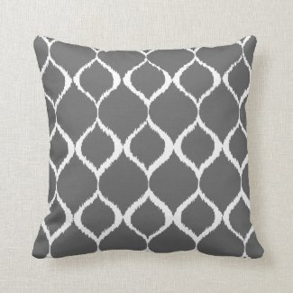 Charcoal Gray Geometric Ikat Tribal Print Pattern