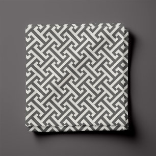 Charcoal Gray Greek Key Pattern Fabric