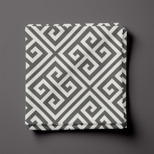 Charcoal Gray Greek Key Pattern Fabric