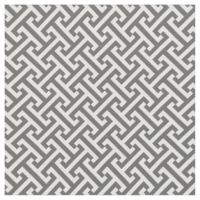 Charcoal Gray Greek Key Pattern Fabric (Close Up)