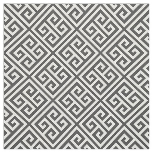 Charcoal Gray Greek Key Pattern Fabric