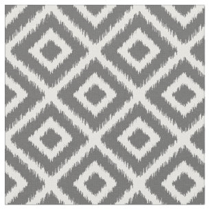 Charcoal Gray Ikat Diamonds Fabric