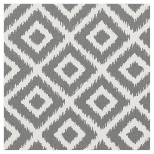 Charcoal Gray Ikat Diamonds Fabric