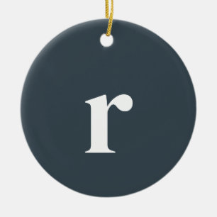 Charcoal Gray Initial Letter   Trendy Minimalist Ceramic Ornament