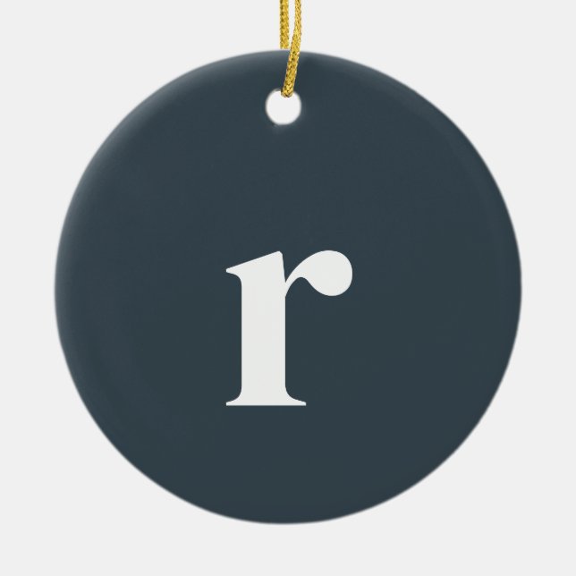 Charcoal Gray Initial Letter | Trendy Minimalist Ceramic Ornament (Front)