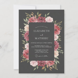 Charcoal Gray Lavish Winter Wedding Invitation